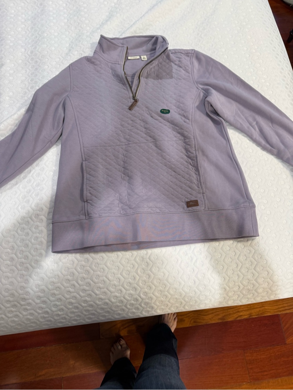 L.L. Bean Lilac Quilted Quarter-Zip Pullover